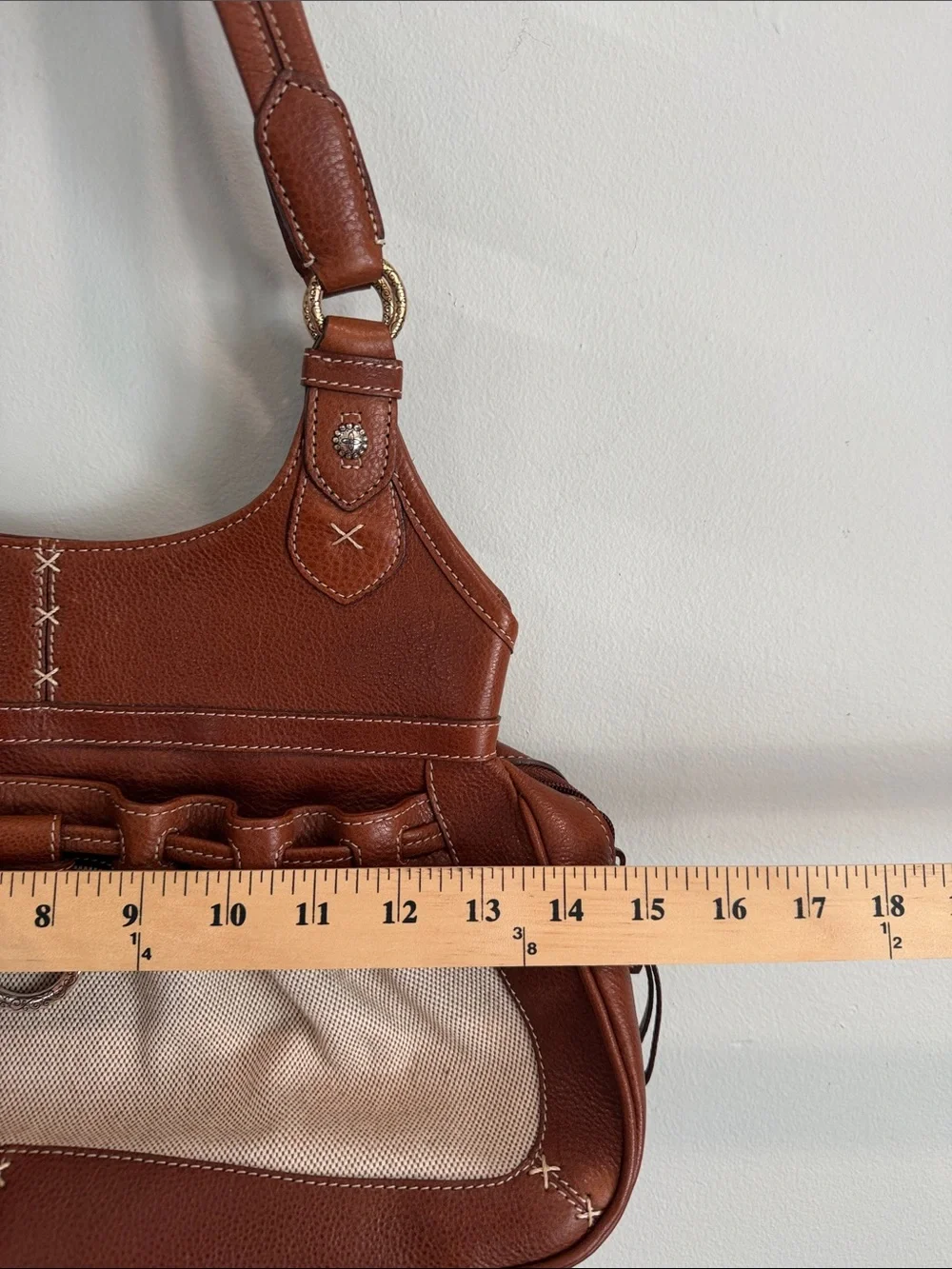 Brighton Brown & Cream Chain-Trim Shoulder Bag